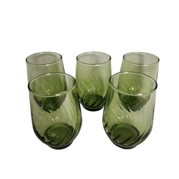 Vintage Set Small 3 1/4”Green Juice Glasses
